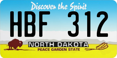 ND license plate HBF312
