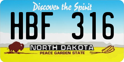 ND license plate HBF316