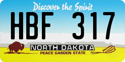 ND license plate HBF317