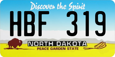 ND license plate HBF319