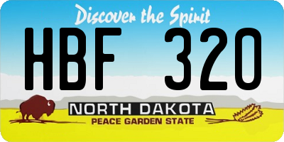 ND license plate HBF320