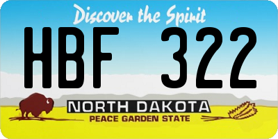 ND license plate HBF322