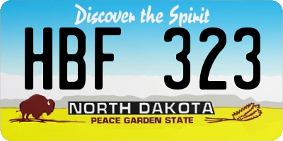 ND license plate HBF323