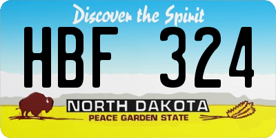 ND license plate HBF324