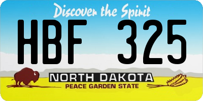 ND license plate HBF325