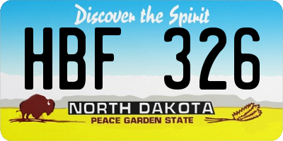 ND license plate HBF326