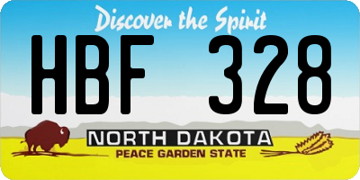 ND license plate HBF328