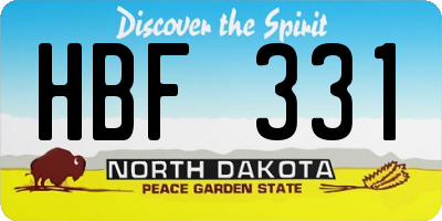 ND license plate HBF331