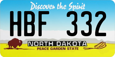 ND license plate HBF332