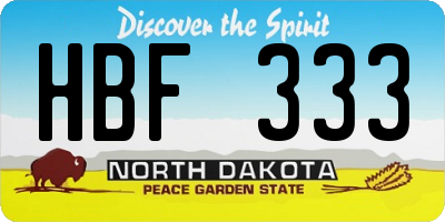 ND license plate HBF333