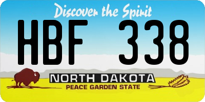 ND license plate HBF338