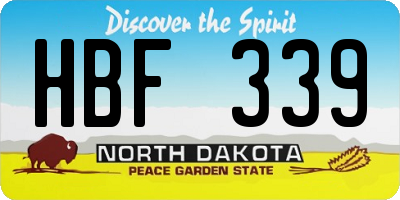 ND license plate HBF339