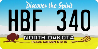 ND license plate HBF340