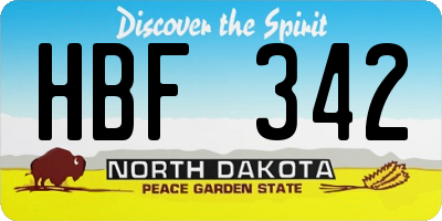 ND license plate HBF342