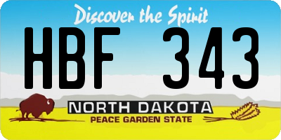 ND license plate HBF343