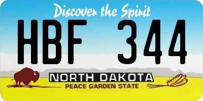 ND license plate HBF344