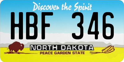 ND license plate HBF346