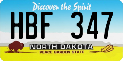 ND license plate HBF347