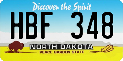 ND license plate HBF348