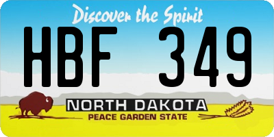 ND license plate HBF349