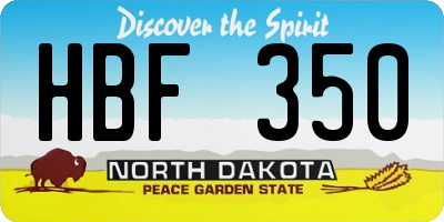 ND license plate HBF350