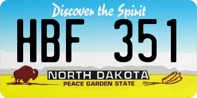 ND license plate HBF351