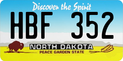 ND license plate HBF352