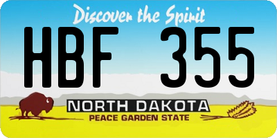 ND license plate HBF355