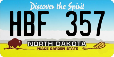 ND license plate HBF357