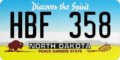 ND license plate HBF358