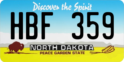 ND license plate HBF359