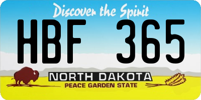 ND license plate HBF365
