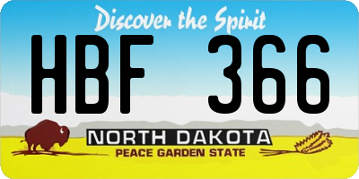 ND license plate HBF366