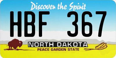 ND license plate HBF367