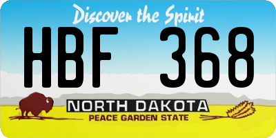 ND license plate HBF368