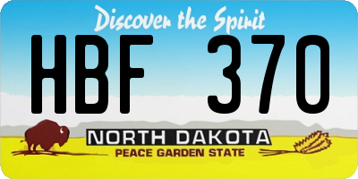 ND license plate HBF370