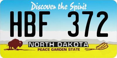 ND license plate HBF372