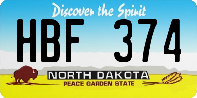 ND license plate HBF374
