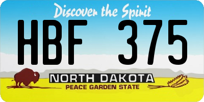 ND license plate HBF375