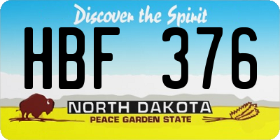 ND license plate HBF376