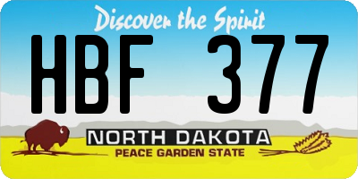 ND license plate HBF377