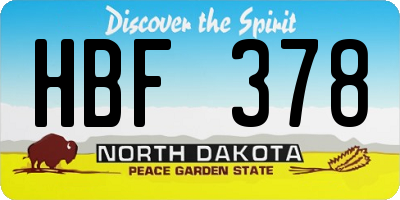 ND license plate HBF378
