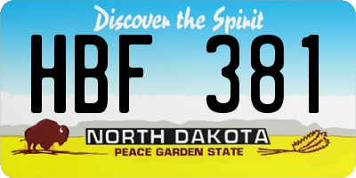 ND license plate HBF381