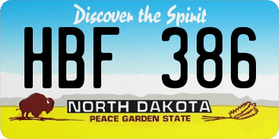 ND license plate HBF386