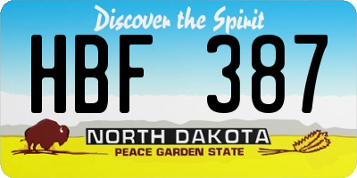 ND license plate HBF387