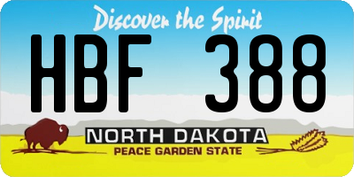 ND license plate HBF388