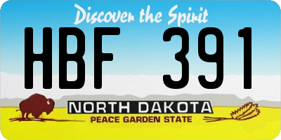 ND license plate HBF391