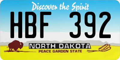 ND license plate HBF392