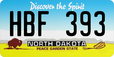 ND license plate HBF393