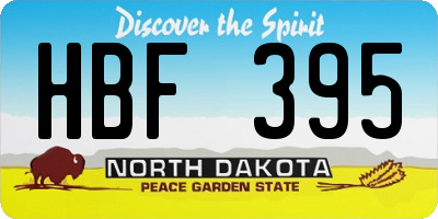 ND license plate HBF395
